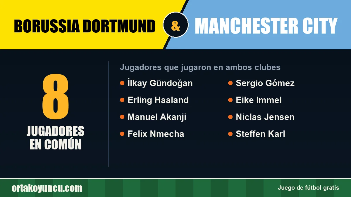 Jugadores que jugaron en Borussia Dortmund y Manchester City: 8 jugadores