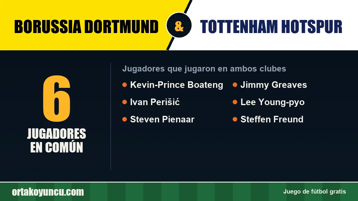 Jugadores que jugaron en Borussia Dortmund y Tottenham Hotspur: 6 jugadores