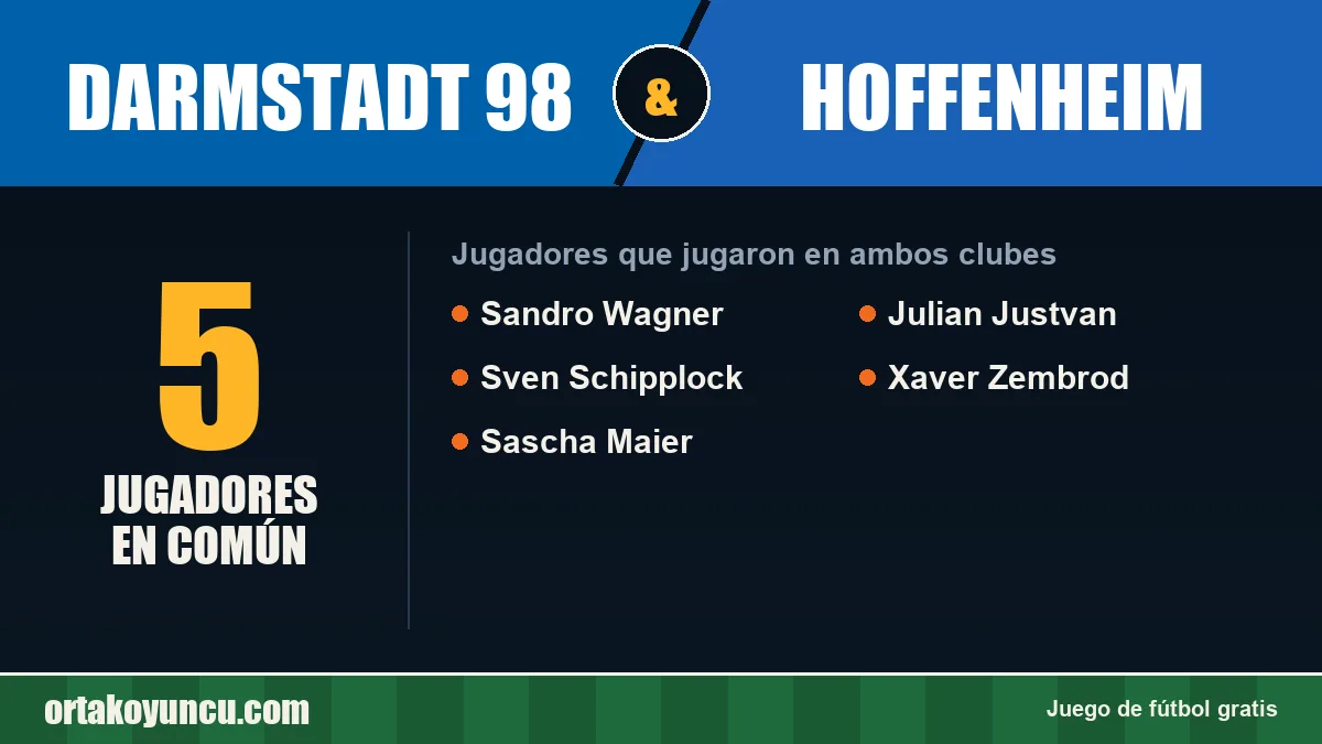 Jugadores que jugaron en Darmstadt 98 y Hoffenheim: 5 jugadores