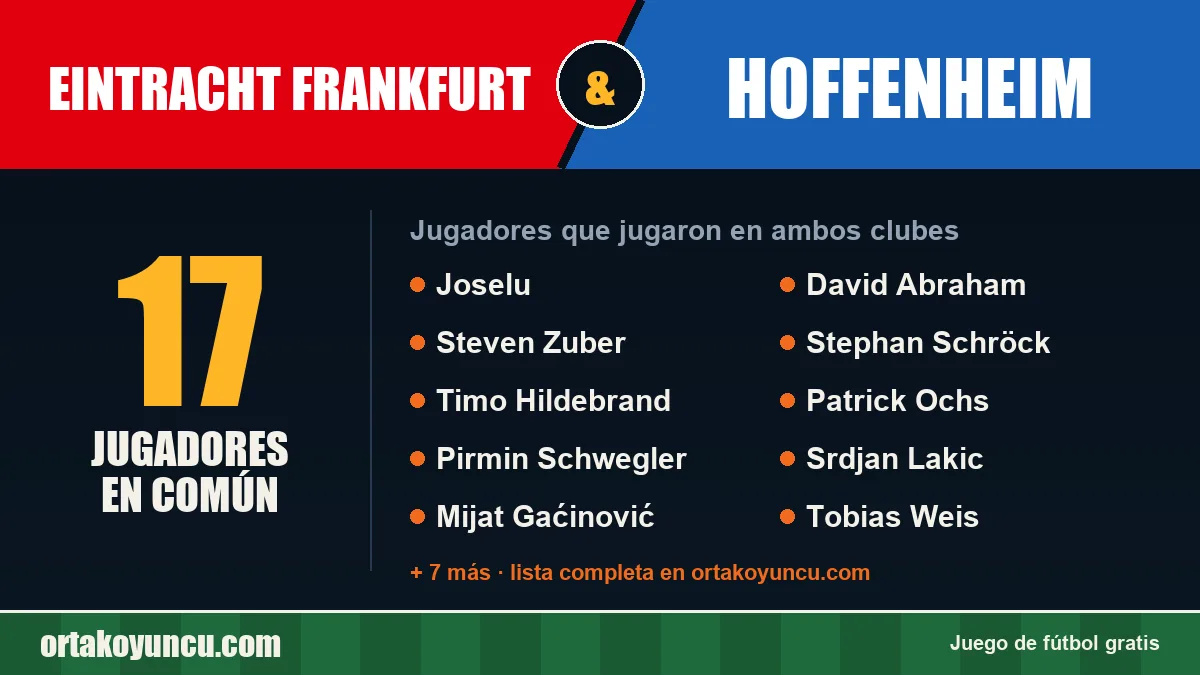 Jugadores que jugaron en Eintracht Frankfurt y Hoffenheim: 17 jugadores