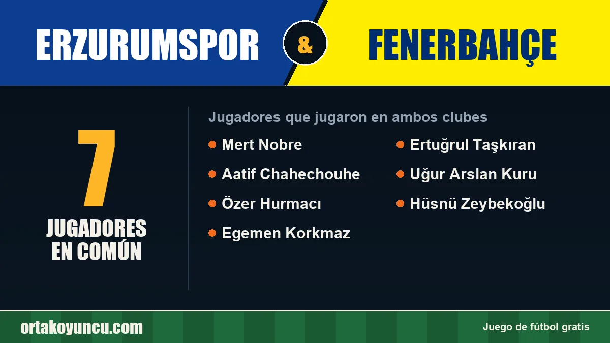 Jugadores que jugaron en Erzurumspor y Fenerbahçe: 7 jugadores