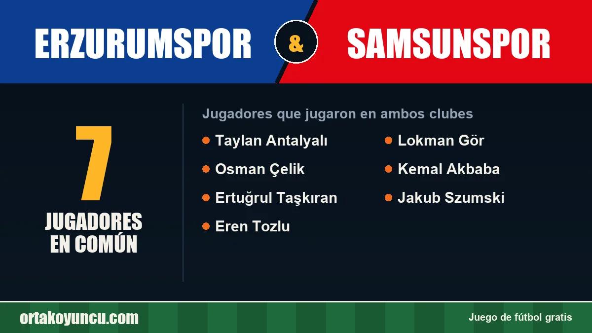 Jugadores que jugaron en Erzurumspor y Samsunspor: 7 jugadores