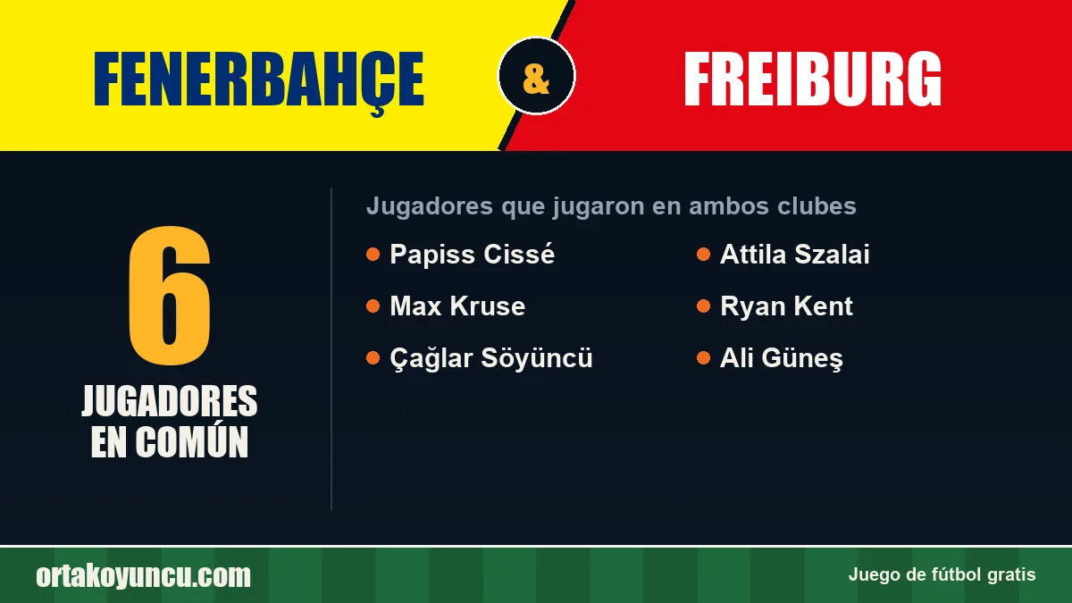 Jugadores que jugaron en Fenerbahçe y Freiburg: 6 jugadores