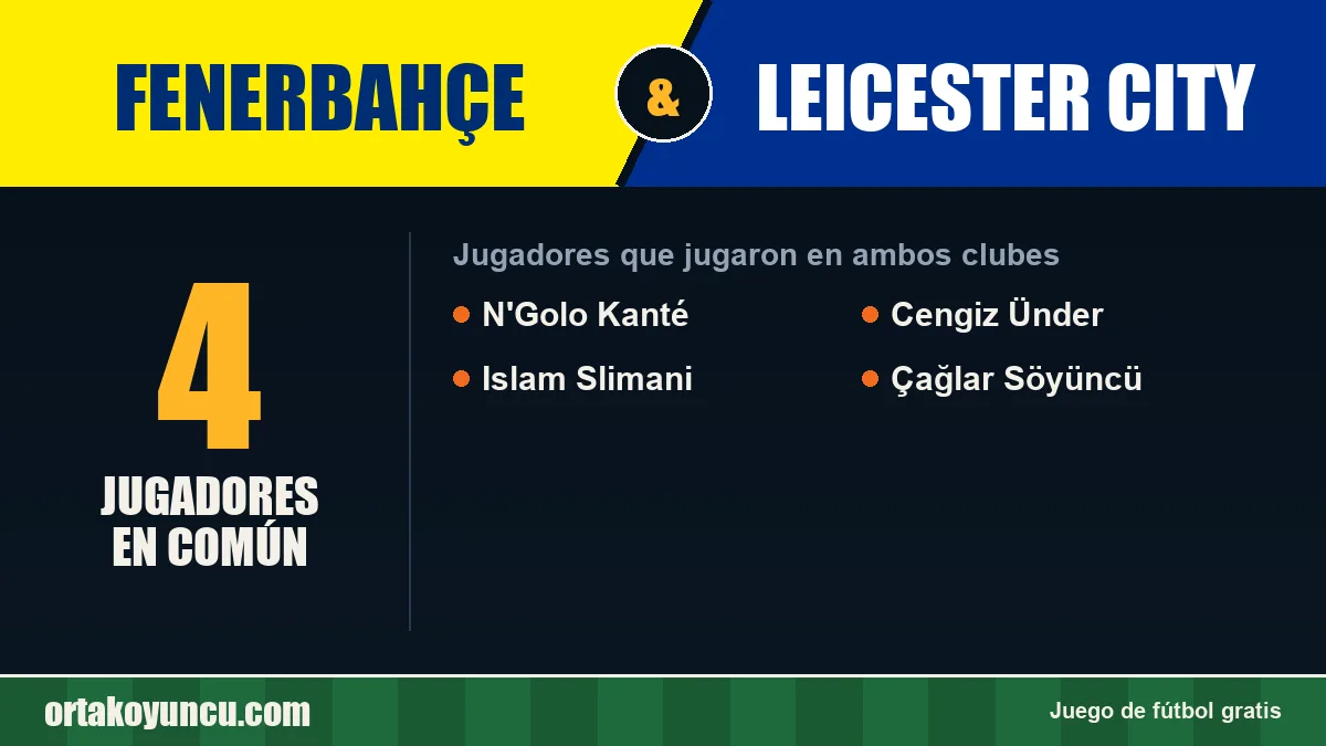 Jugadores que jugaron en Fenerbahçe y Leicester City: 4 jugadores