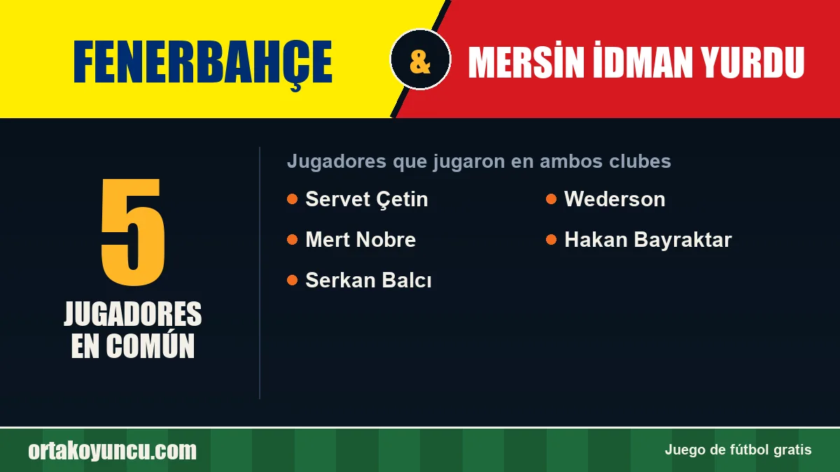 Jugadores que jugaron en Fenerbahçe y Mersin İdman Yurdu: 5 jugadores