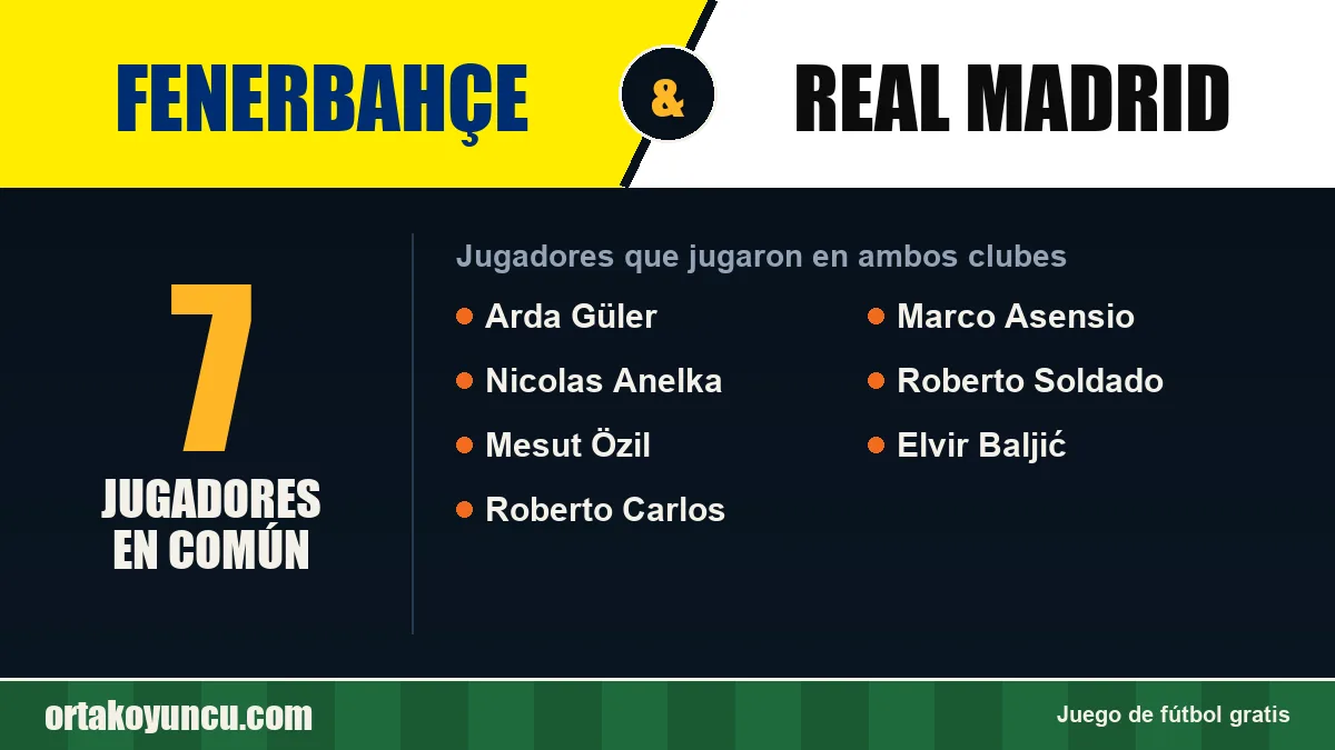 Jugadores que jugaron en Fenerbahçe y Real Madrid: 7 jugadores