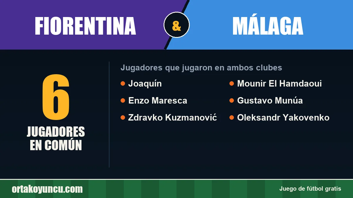 Jugadores que jugaron en Fiorentina y Málaga: 6 jugadores
