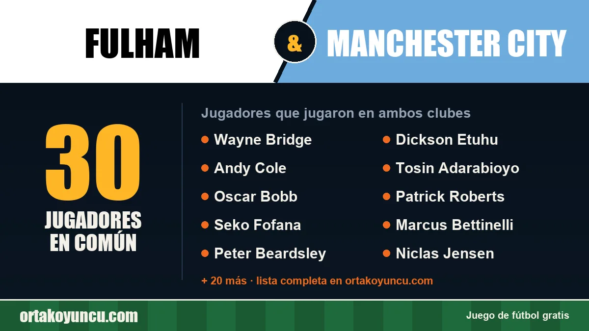 Jugadores que jugaron en Fulham y Manchester City: 30 jugadores