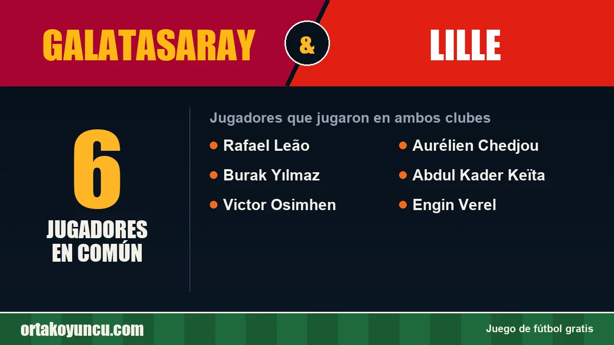 Jugadores que jugaron en Galatasaray y Lille: 6 jugadores