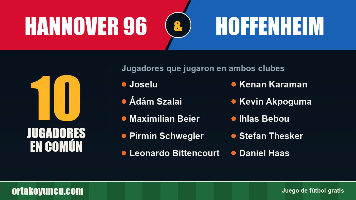 Jugadores que jugaron en Hannover 96 y Hoffenheim: 10 jugadores