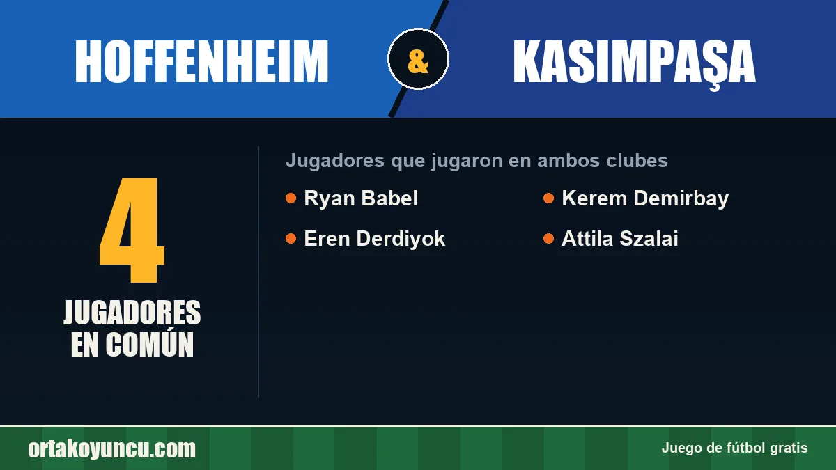 Jugadores que jugaron en Hoffenheim y Kasımpaşa: 4 jugadores