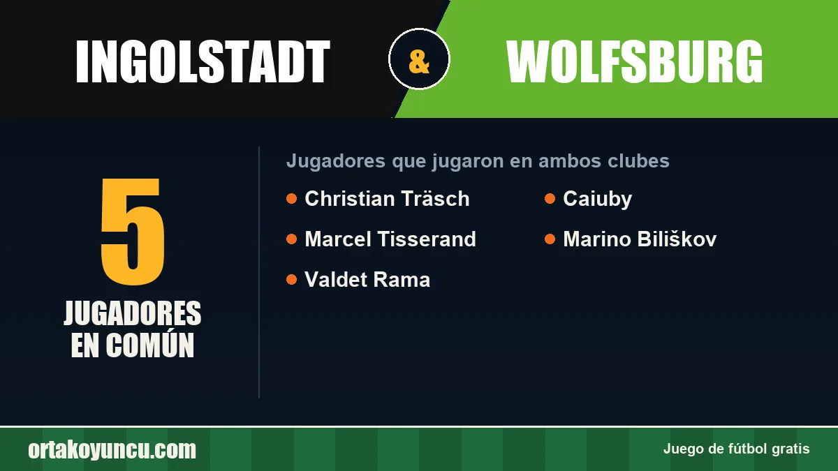 Jugadores que jugaron en Ingolstadt y Wolfsburg: 5 jugadores