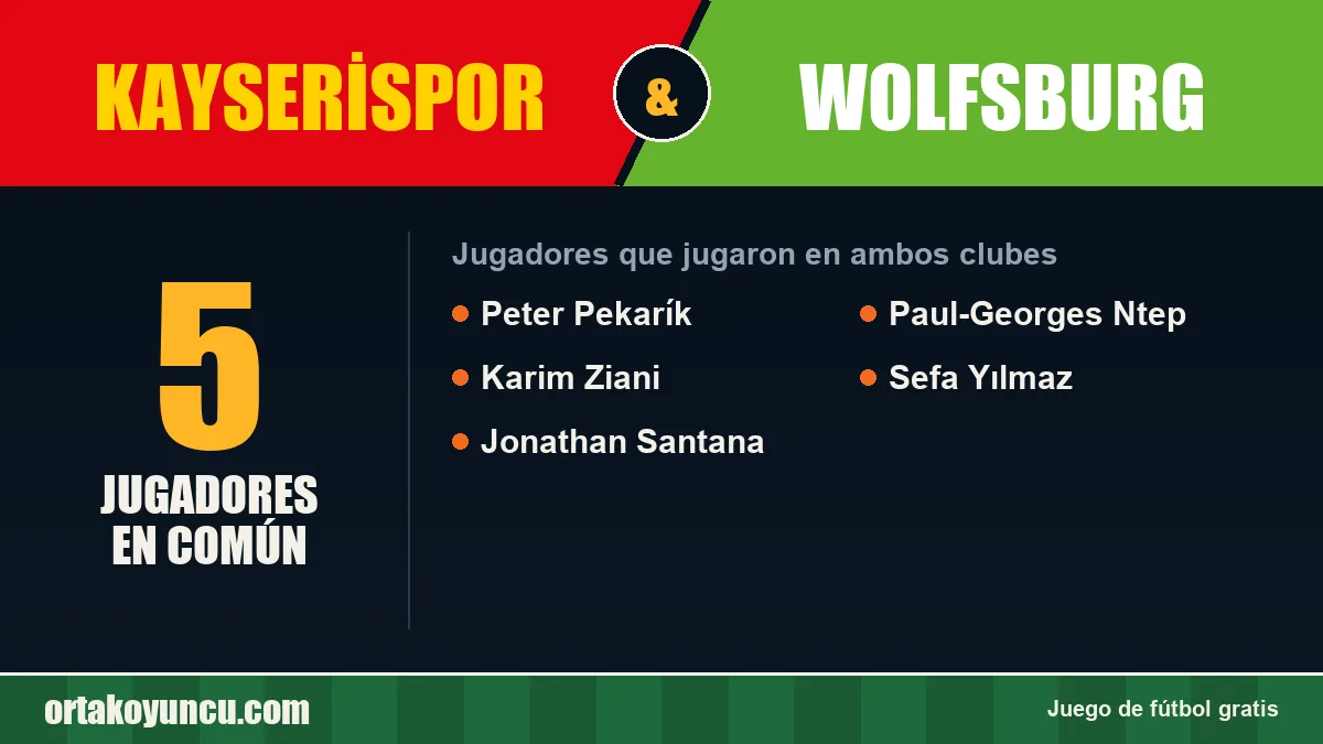 Jugadores que jugaron en Kayserispor y Wolfsburg: 5 jugadores