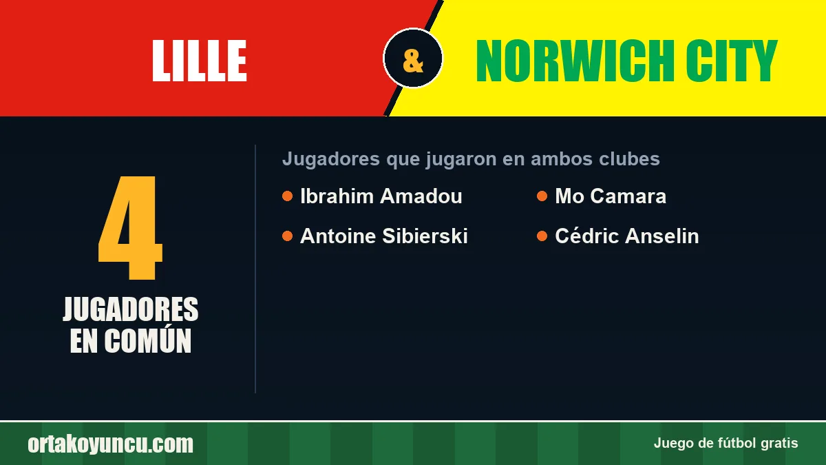 Jugadores que jugaron en Lille y Norwich City: 4 jugadores