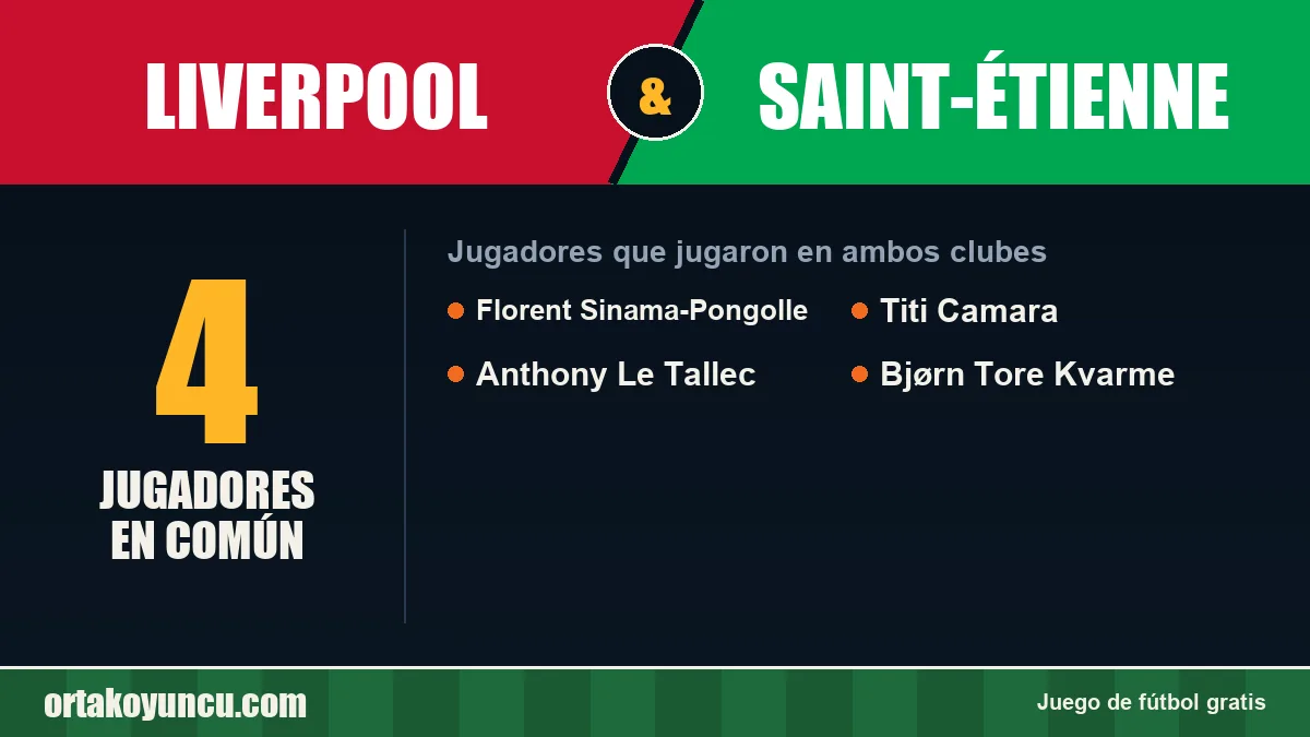 Jugadores que jugaron en Liverpool y Saint-Étienne: 4 jugadores