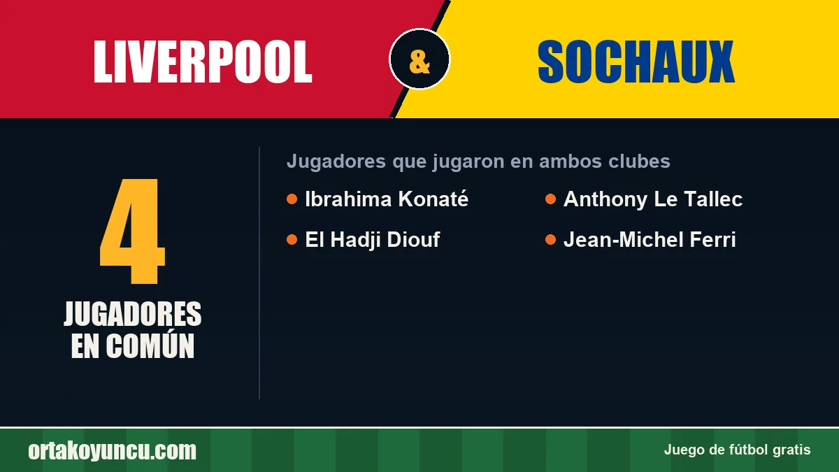 Jugadores que jugaron en Liverpool y Sochaux: 4 jugadores