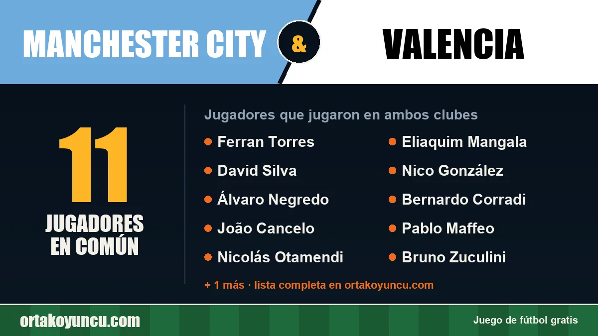 Jugadores que jugaron en Manchester City y Valencia: 11 jugadores