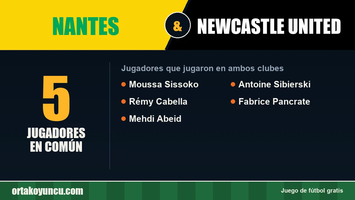 Jugadores que jugaron en Nantes y Newcastle United: 5 jugadores
