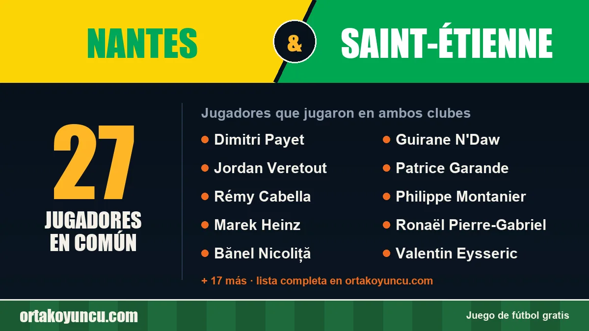 Jugadores que jugaron en Nantes y Saint-Étienne: 27 jugadores