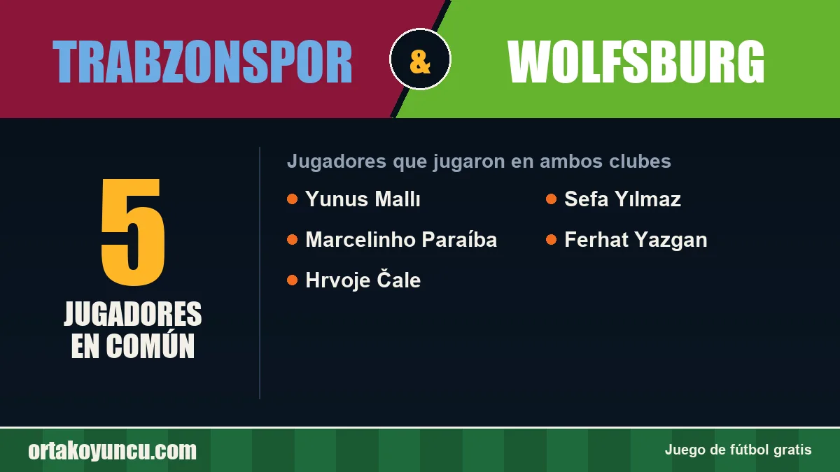 Jugadores que jugaron en Trabzonspor y Wolfsburg: 5 jugadores
