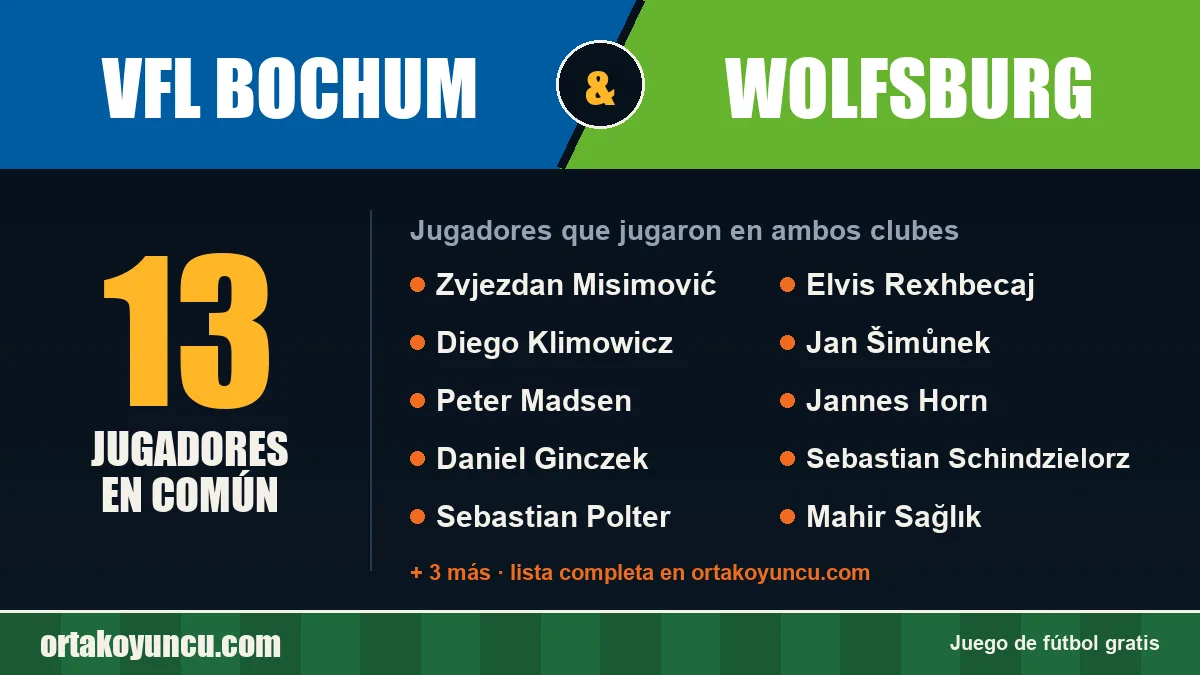 Jugadores que jugaron en VfL Bochum y Wolfsburg: 13 jugadores