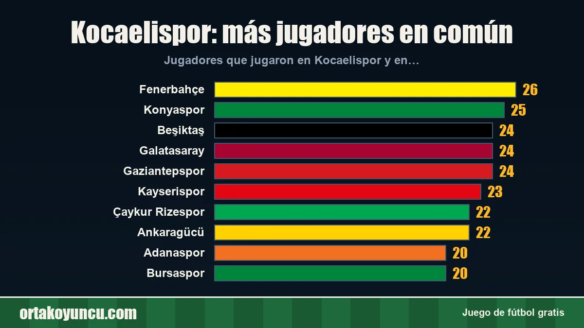 Kocaelispor: ¿con qué clubes comparte jugadores?