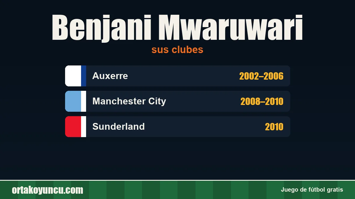 Benjani Mwaruwari: clubes y años