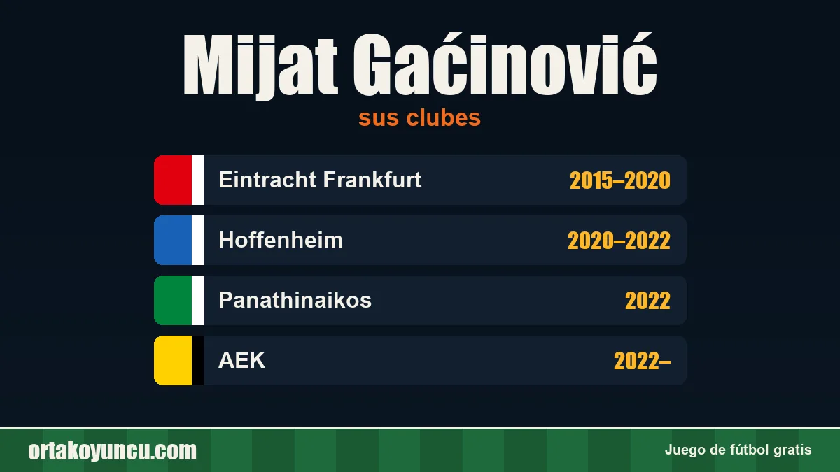 Mijat Gaćinović: clubes y años