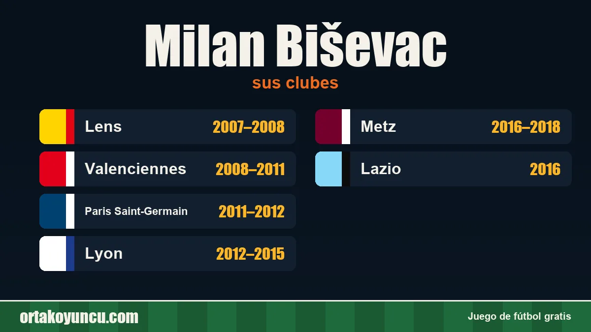 Milan Biševac: clubes y años
