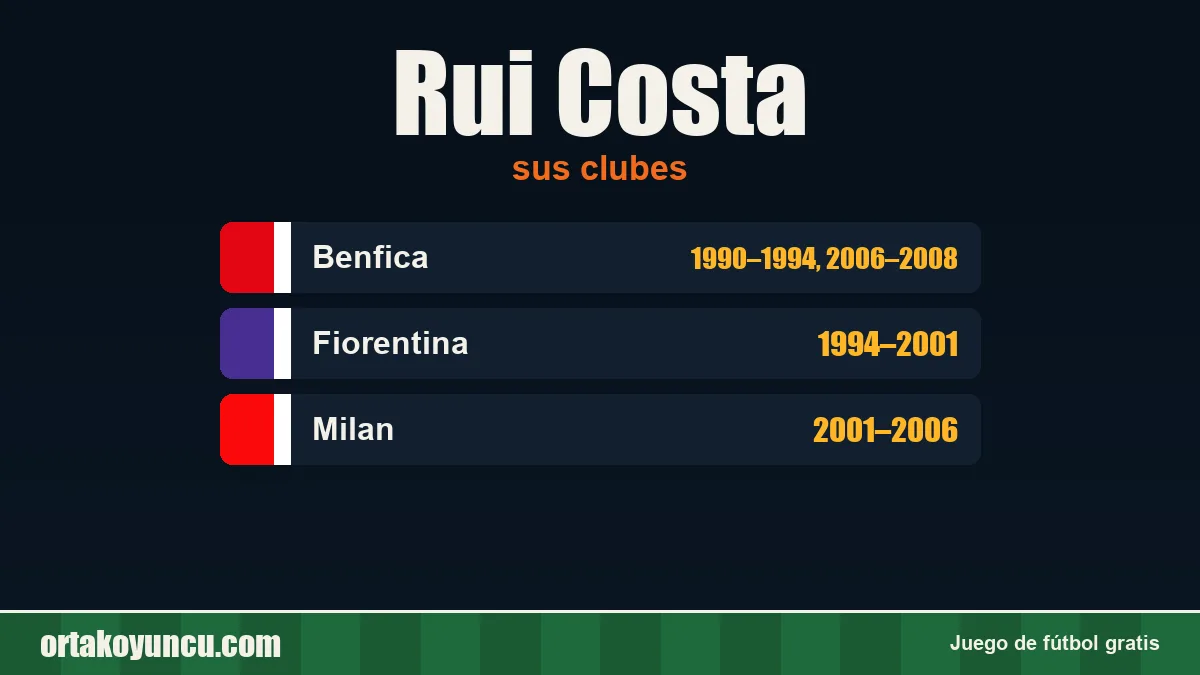 Rui Costa: clubes y años