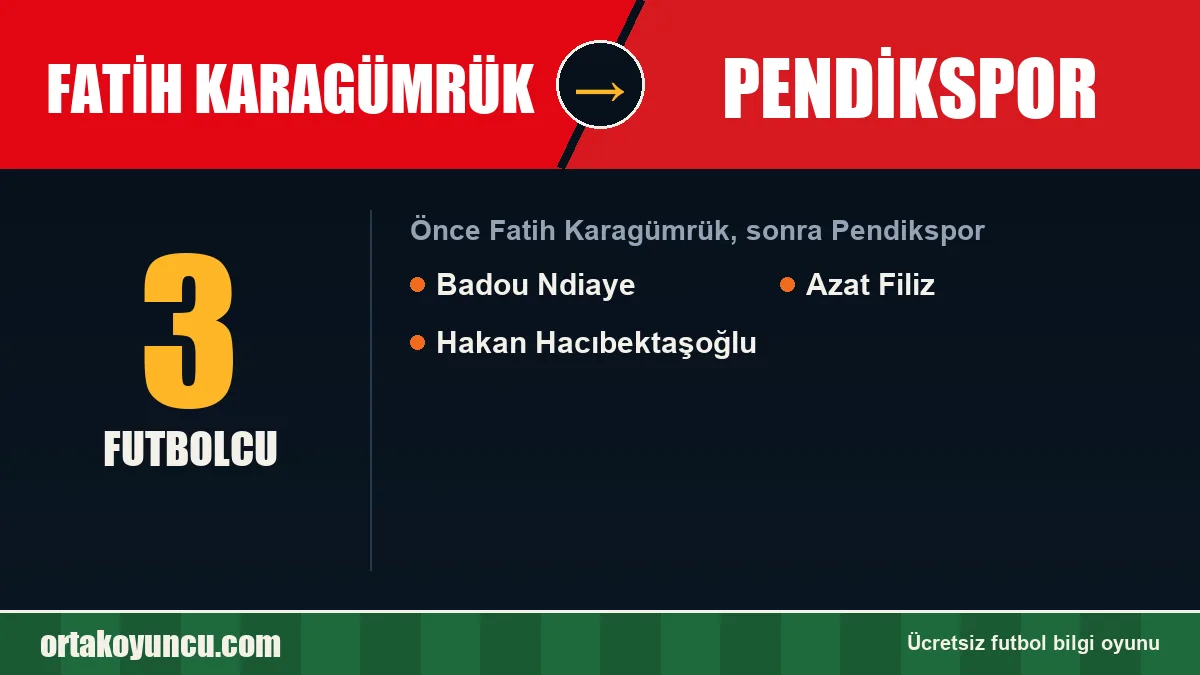 Fatih Karagümrük'ten Pendikspor'a geçen futbolcular: 3 futbolcu