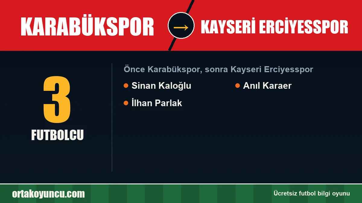 Karabükspor'dan Kayseri Erciyesspor'a geçen futbolcular: 3 futbolcu