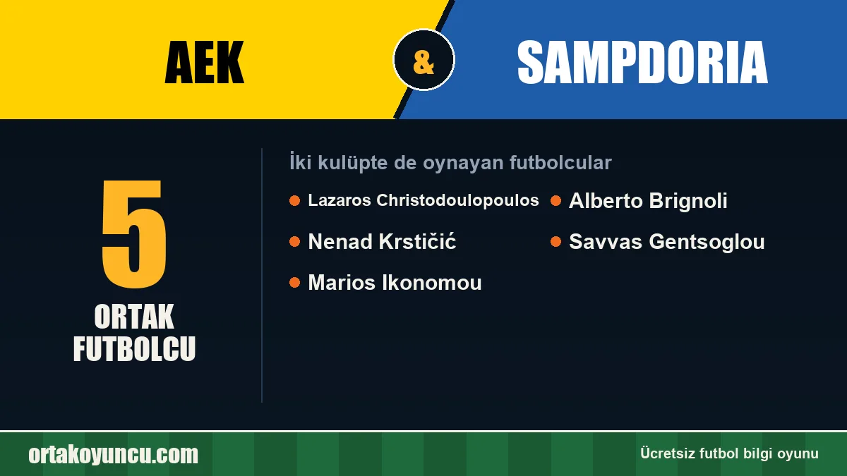 AEK ve Sampdoria: ikisinde de oynayan futbolcular: 5 futbolcu