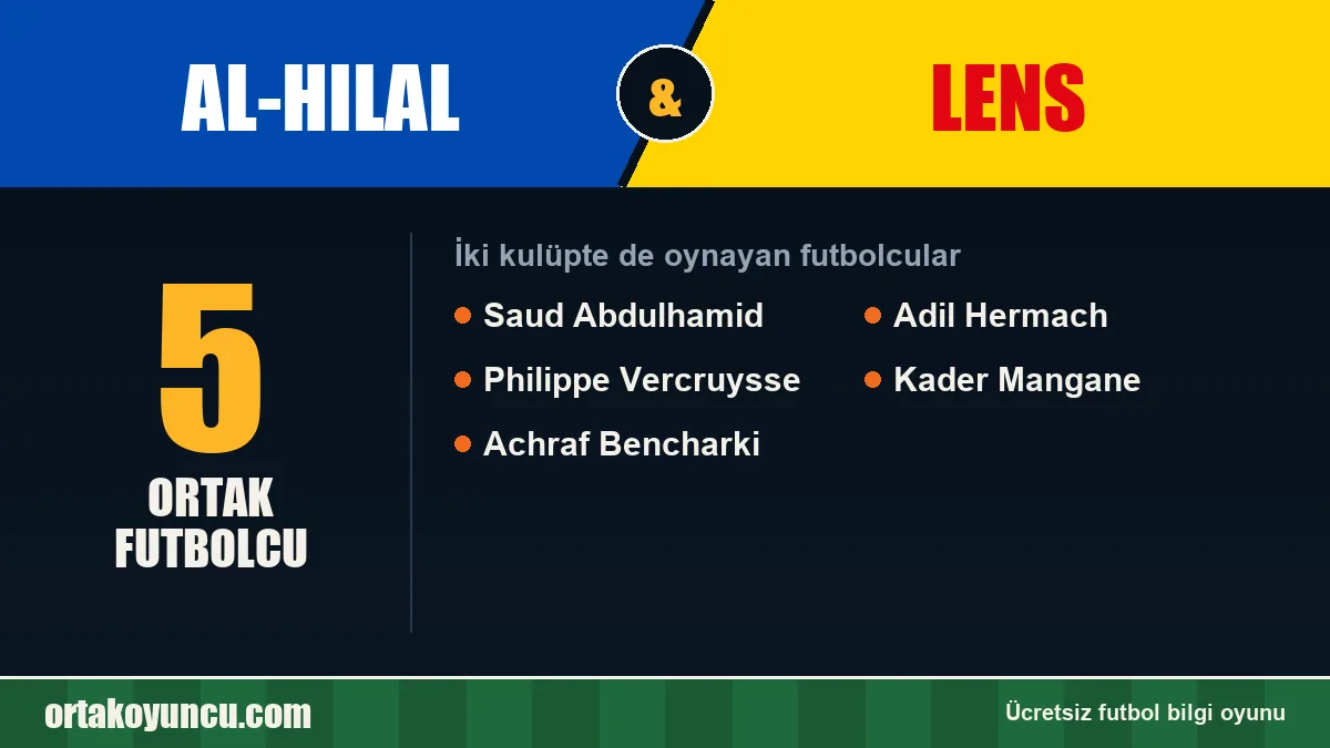 Al-Hilal ve Lens: ikisinde de oynayan futbolcular: 5 futbolcu