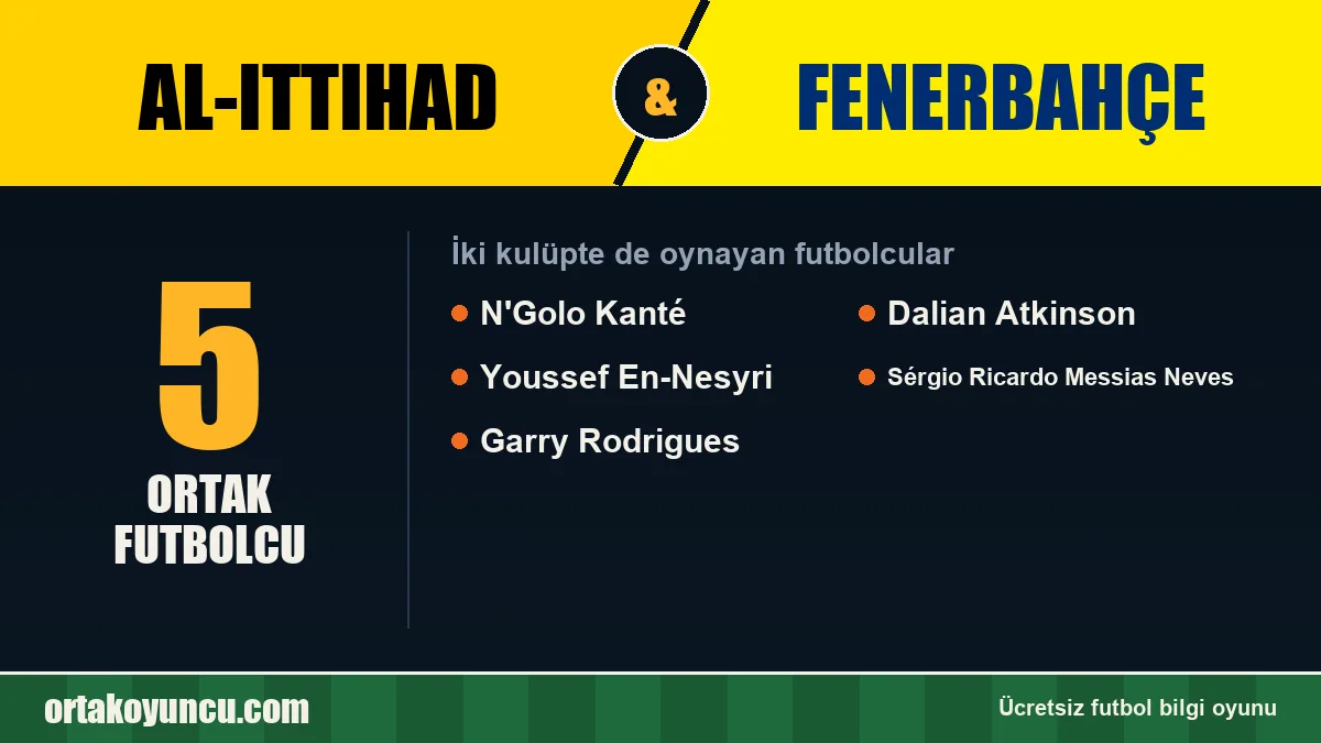 Hem Al-Ittihad hem Fenerbahçe forması giyen futbolcular: 5 futbolcu
