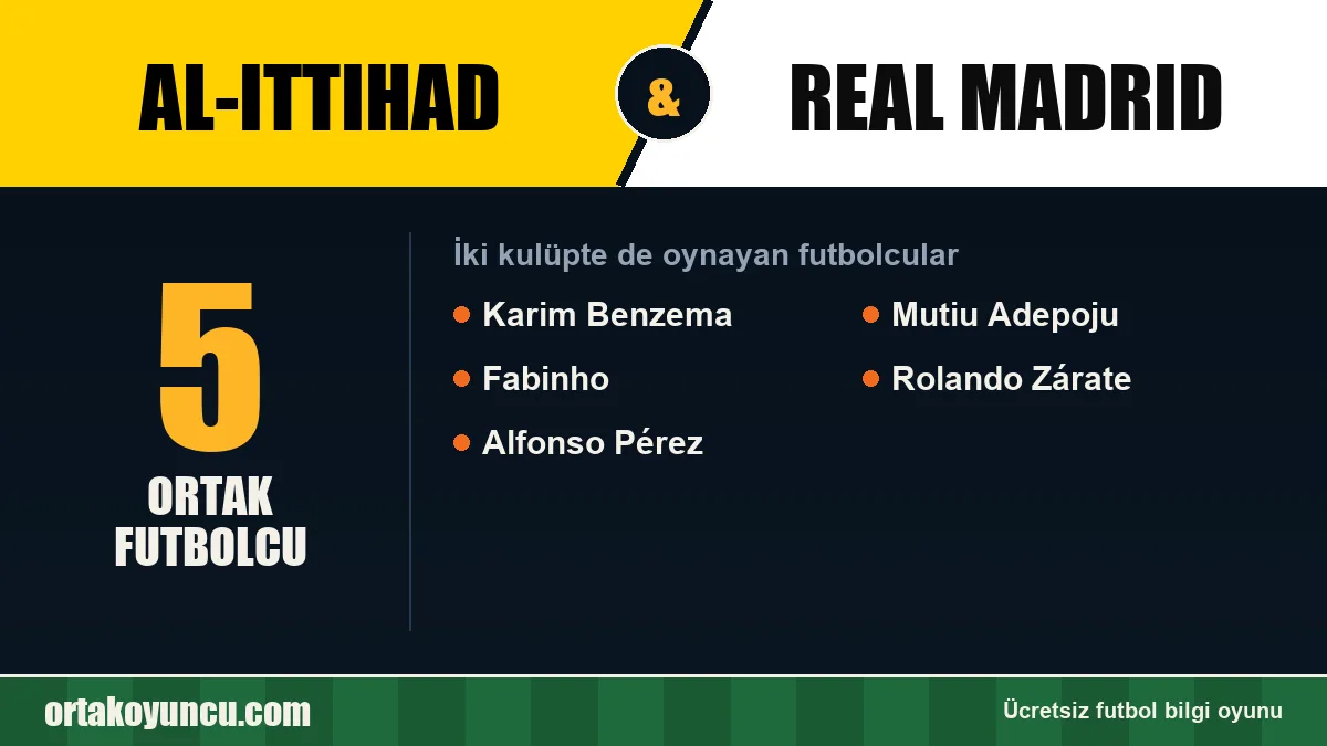 Al-Ittihad ve Real Madrid: ikisinde de oynayan futbolcular: 5 futbolcu