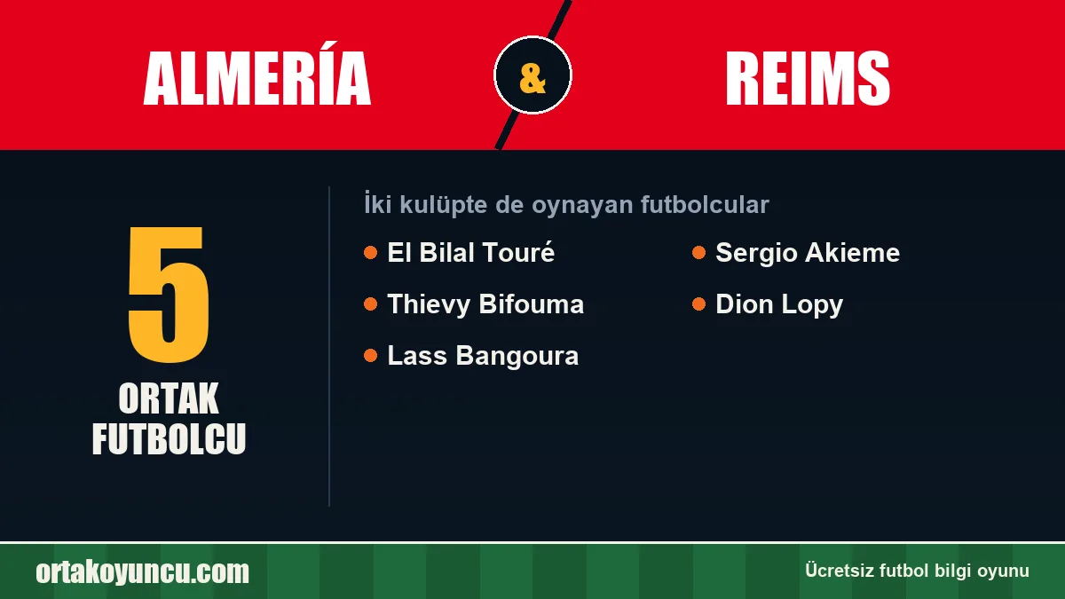 Almería ve Reims: ikisinde de oynayan futbolcular: 5 futbolcu
