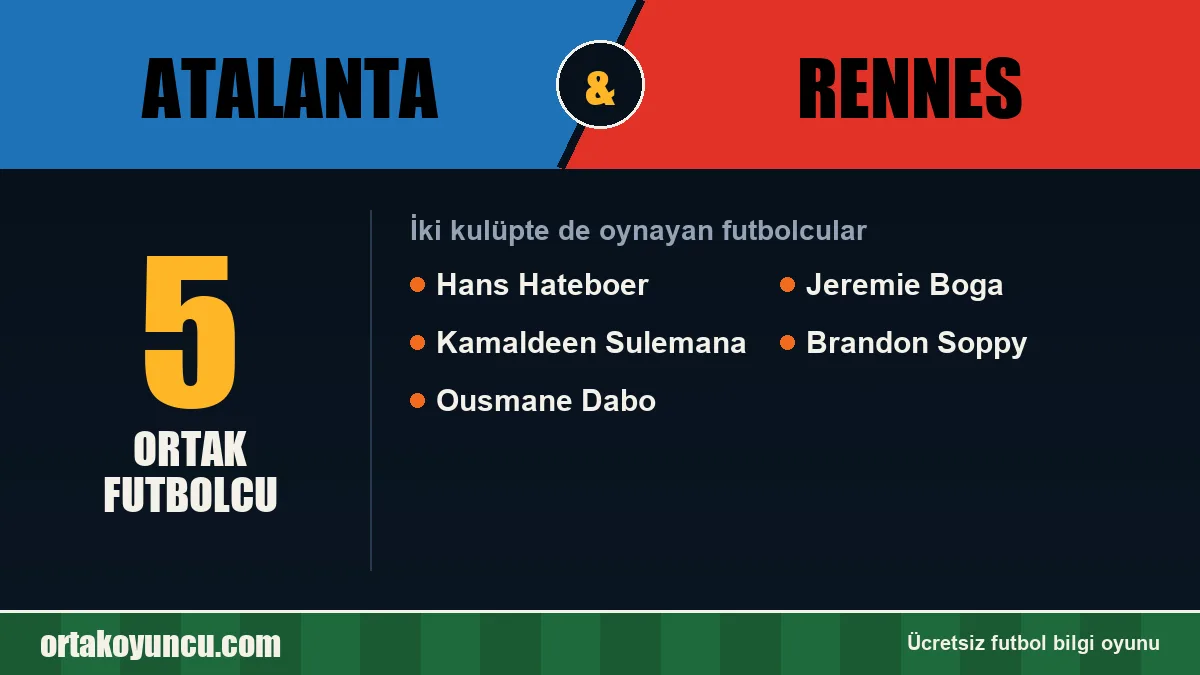Atalanta ve Rennes: ikisinde de oynayan futbolcular: 5 futbolcu