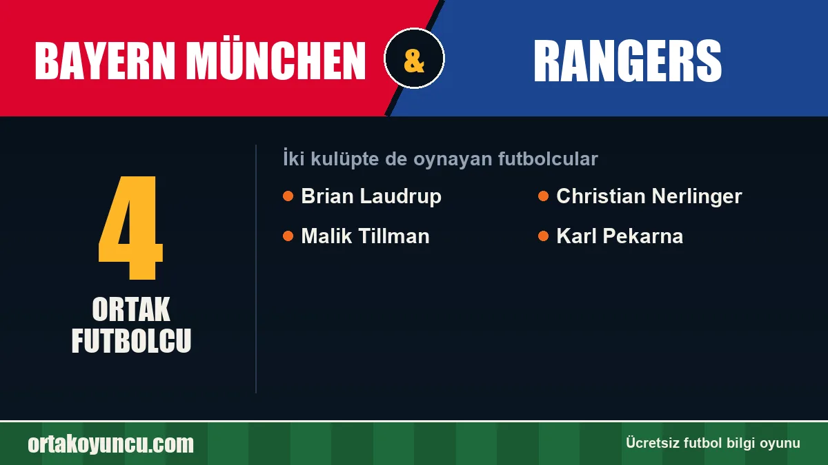 Bayern München ve Rangers: ikisinde de oynayan futbolcular: 4 futbolcu