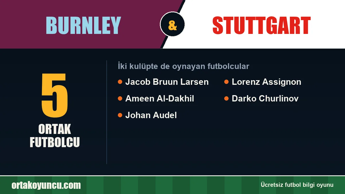 Burnley ve Stuttgart: ikisinde de oynayan futbolcular: 5 futbolcu