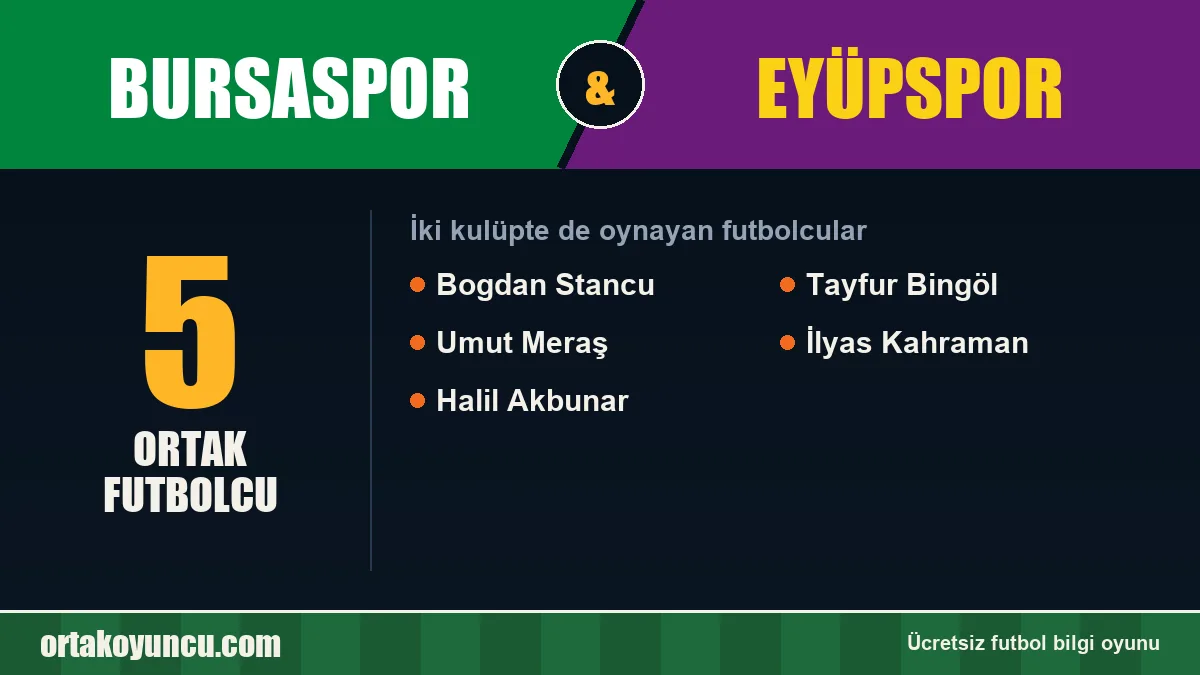 Hem Bursaspor hem Eyüpspor'da oynayan futbolcular: 5 futbolcu