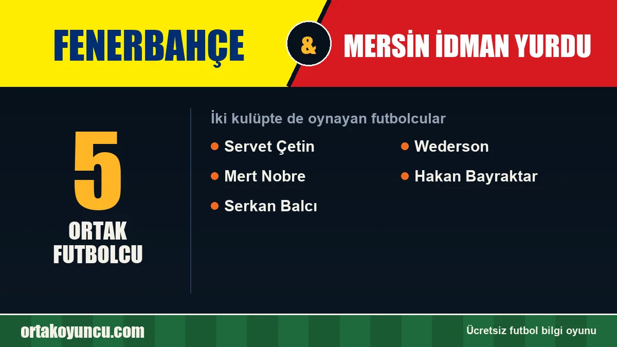 Hem Fenerbahçe hem Mersin İdman Yurdu'da oynayan futbolcular: 5 futbolcu