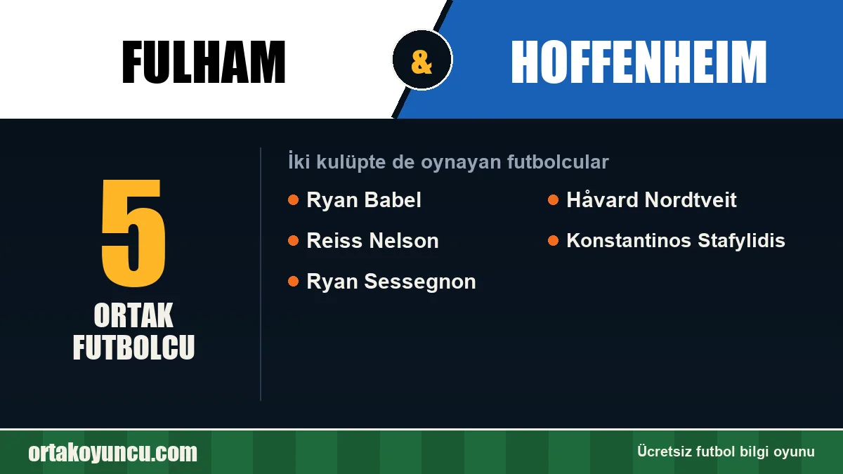 Fulham ve Hoffenheim: ikisinde de oynayan futbolcular: 5 futbolcu