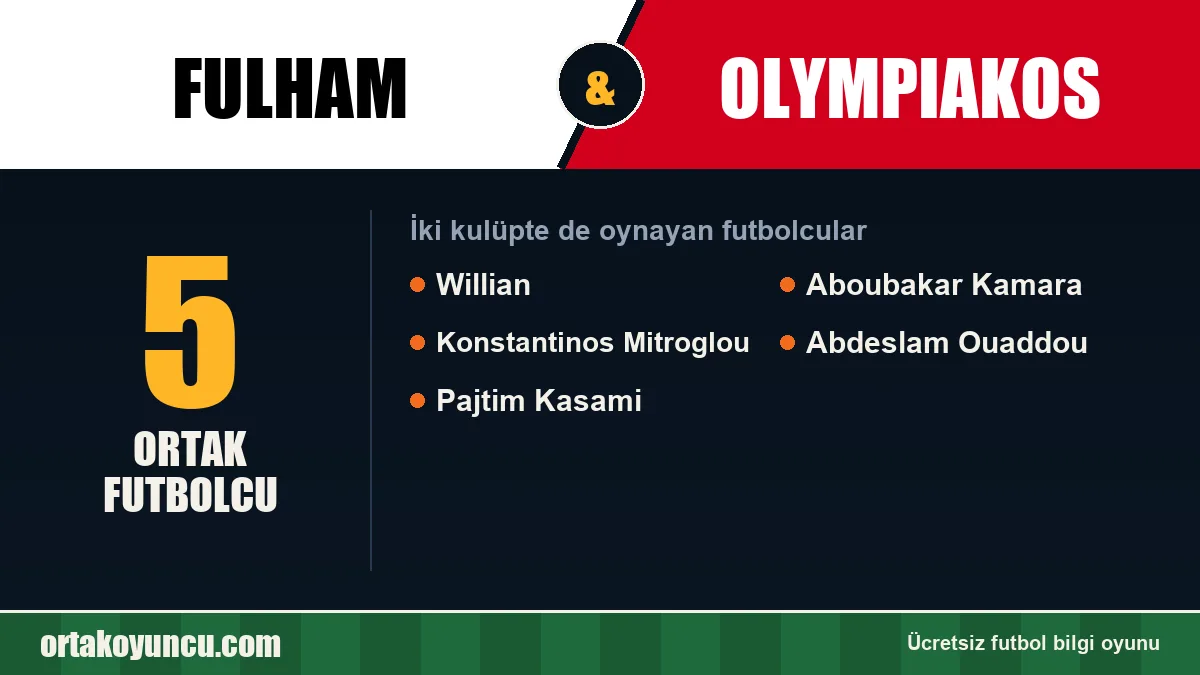 Fulham ve Olympiakos: ikisinde de oynayan futbolcular: 5 futbolcu