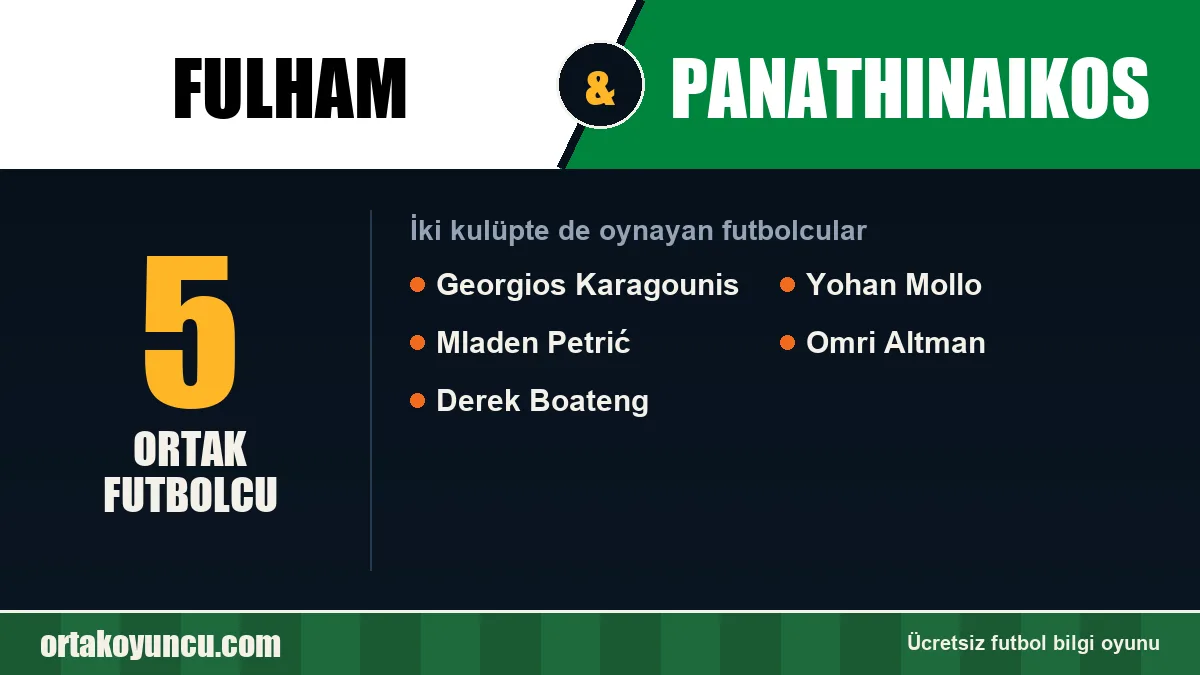 Fulham ve Panathinaikos: ikisinde de oynayan futbolcular: 5 futbolcu