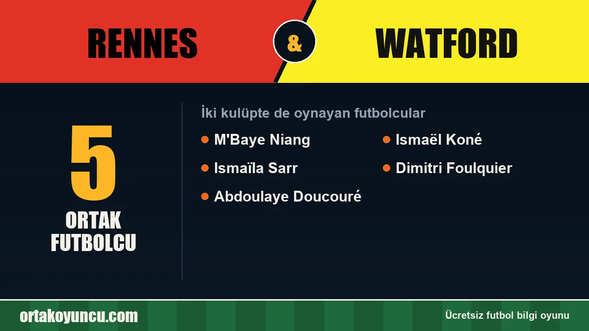 Rennes ve Watford: ikisinde de oynayan futbolcular: 5 futbolcu
