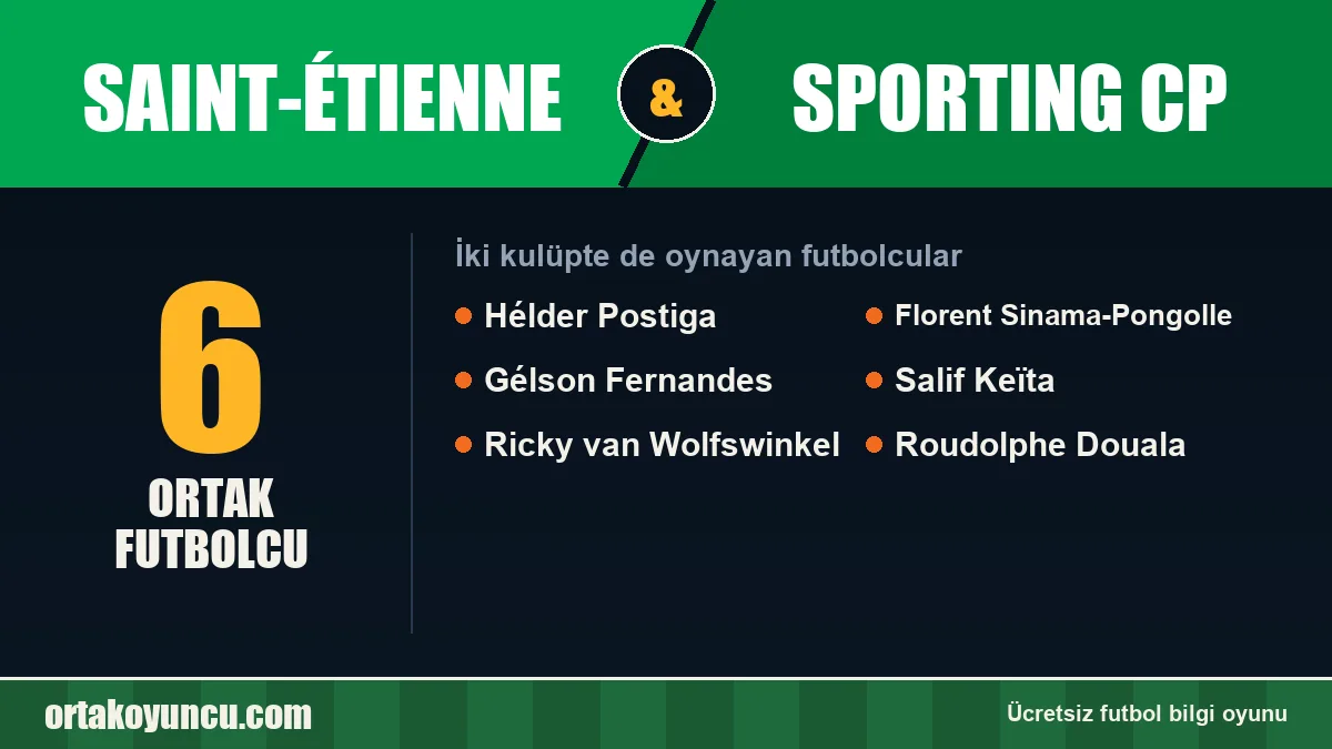Saint-Étienne ve Sporting CP: ikisinde de oynayan futbolcular: 6 futbolcu