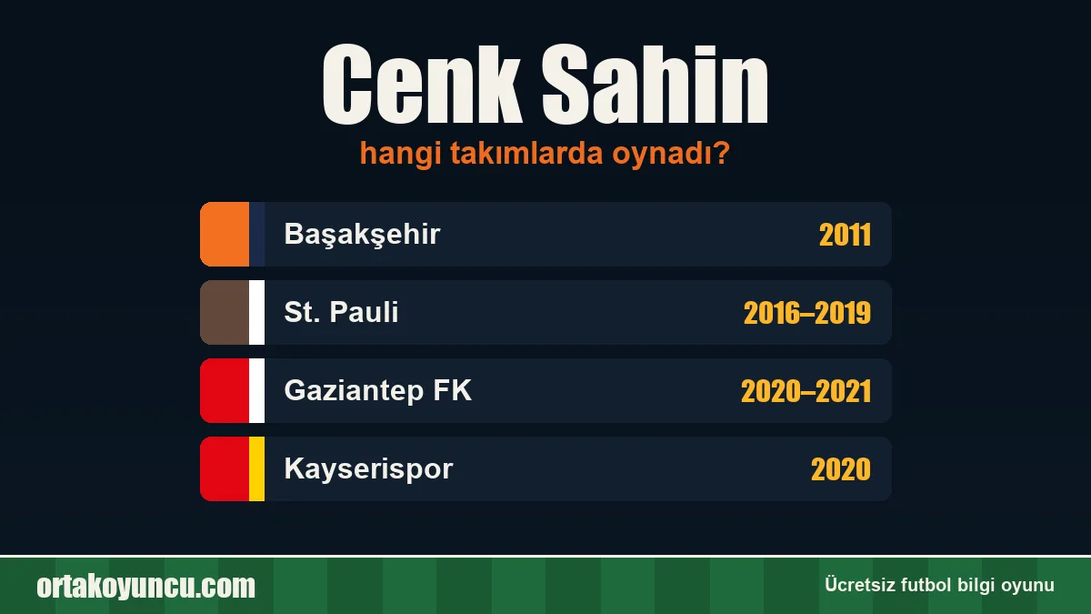 Cenk Sahin hangi takımlarda oynadı?