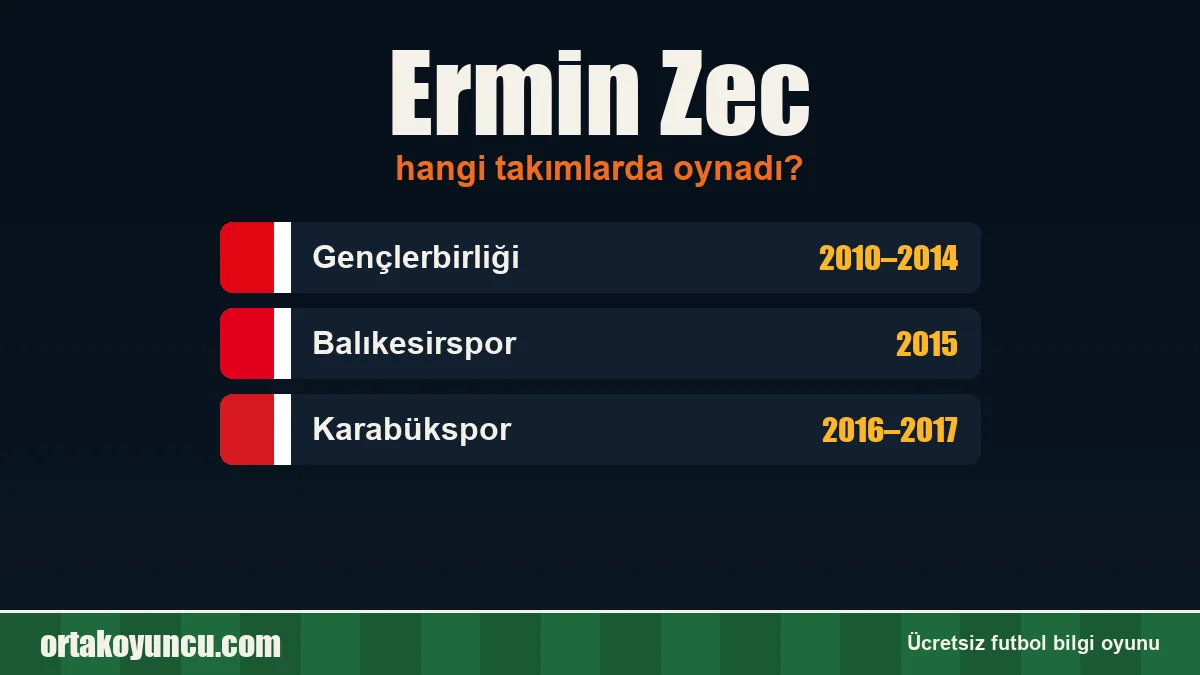 Ermin Zec hangi takımlarda oynadı?
