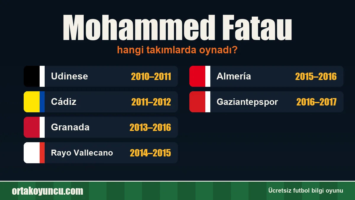 Mohammed Fatau hangi takımlarda oynadı?